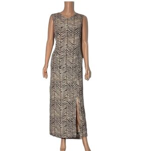 VINTAGE PATRICK COLLECTION Silk‎ Zebra Print Maxi Dress Slit Size 14